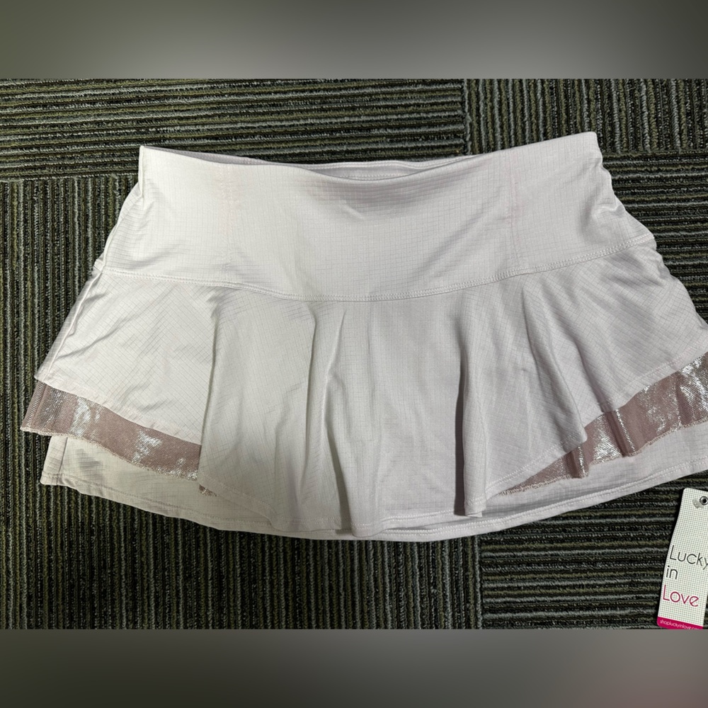 Lucky in Love Light Lavender Pleated Tennis Skirt with Sheer Trim